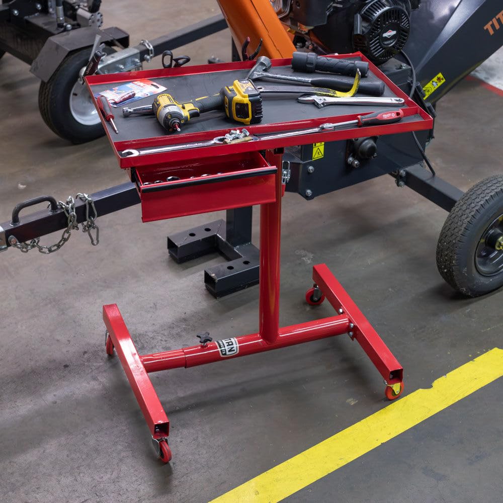 Distributors Inc Adjustable Rolling Work Table with Tool Drawer Workstation for Shops Garages and Warehouses