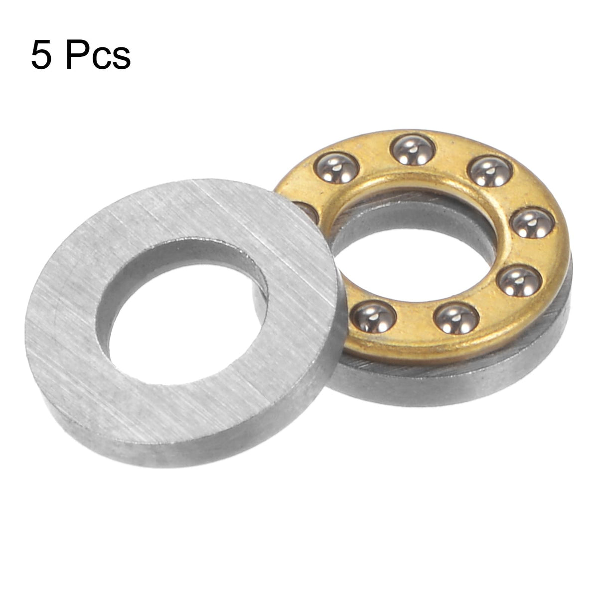 uxcell F5-10M Thrust Ball Bearing 5mm x 10mm x 4mm Brass with Washers ABEC3 5pcs