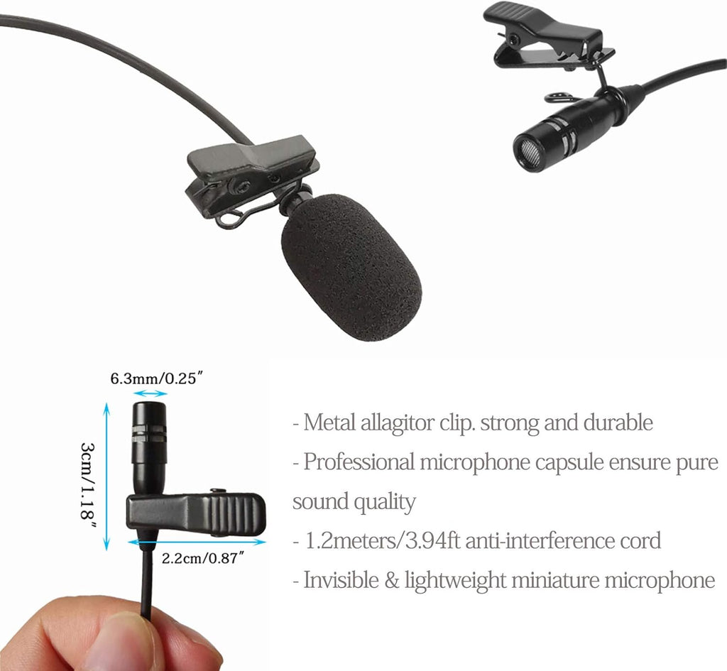 Lavalier Microphone Lapel Microphone Compatible with AKG Samson Wireless Transmitter - Unidirectional Condenser Mic