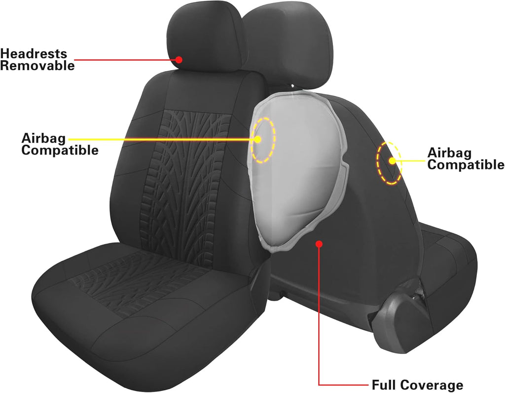 Car Seat Covers Full Set, Washable and Breathable Premium Cloth Automotive Vehicle Seat Cover for Car Interior