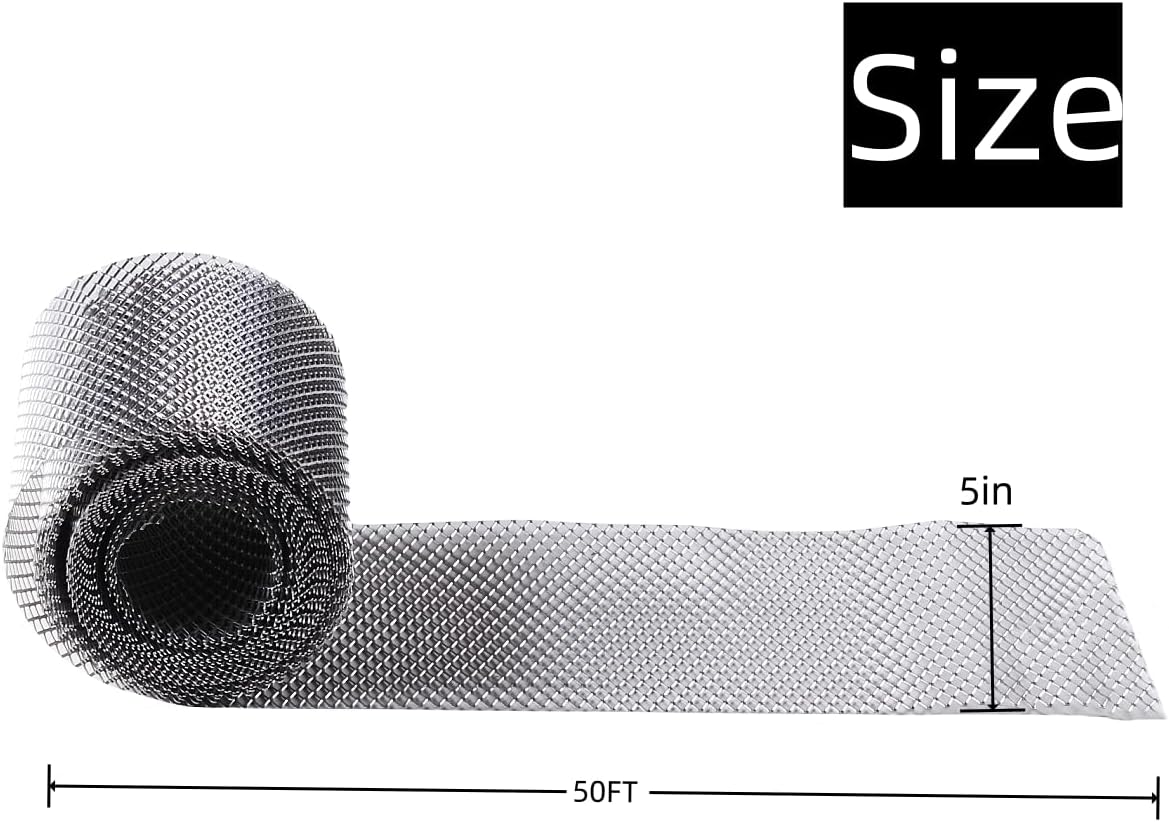 5 inch Gutter Guard Mesh Roll, Aluminum Gutter Screen Leaf Guard Rain Gutter Covers downspout Guard(50feet).