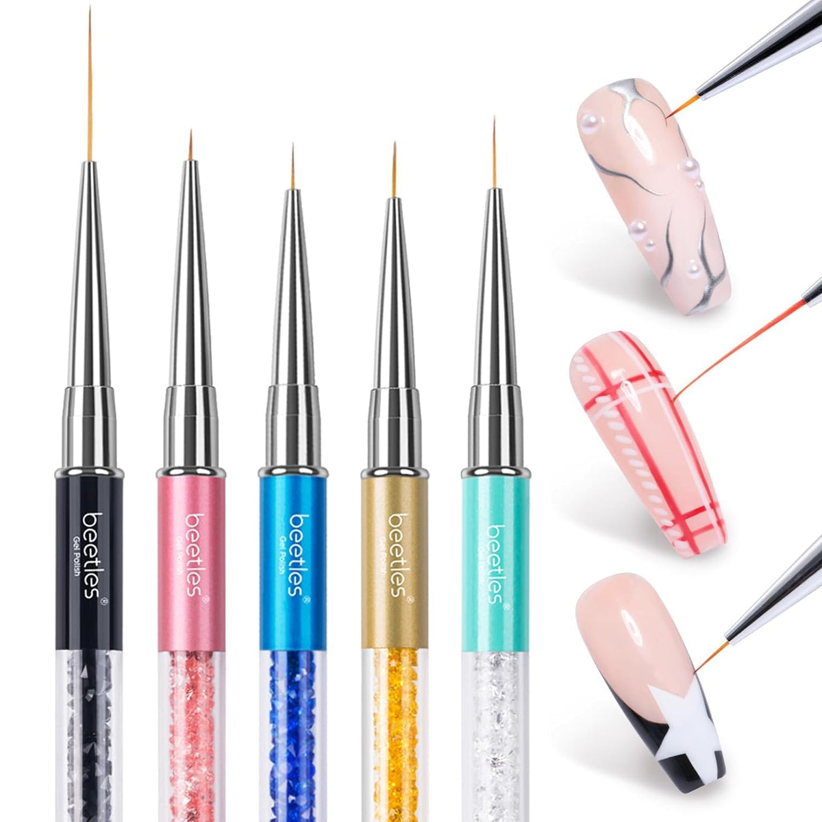 Nail Art Liner Brushes 5Pcs Painting Art Design Pen Set
