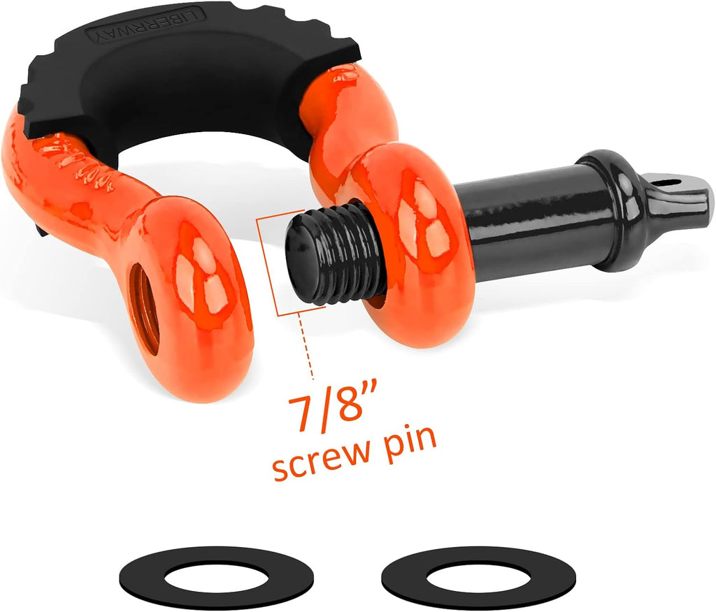 Shackles 3/4" (2 Pack) D Ring Shackle Rugged Off Road Shackles 28.5 Ton (57,000 lbs) Maximum Break Strength with