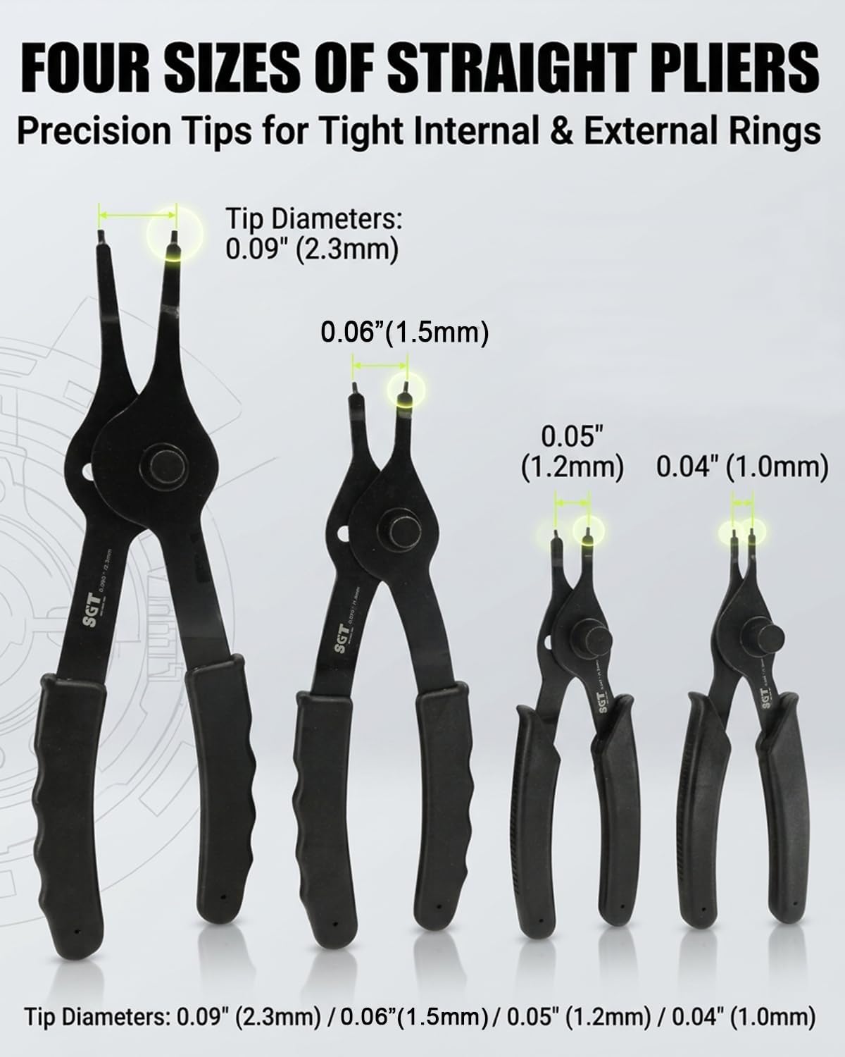 SGT 10pcs Snap Ring Pliers Set, Internal and External Circlip Pliers