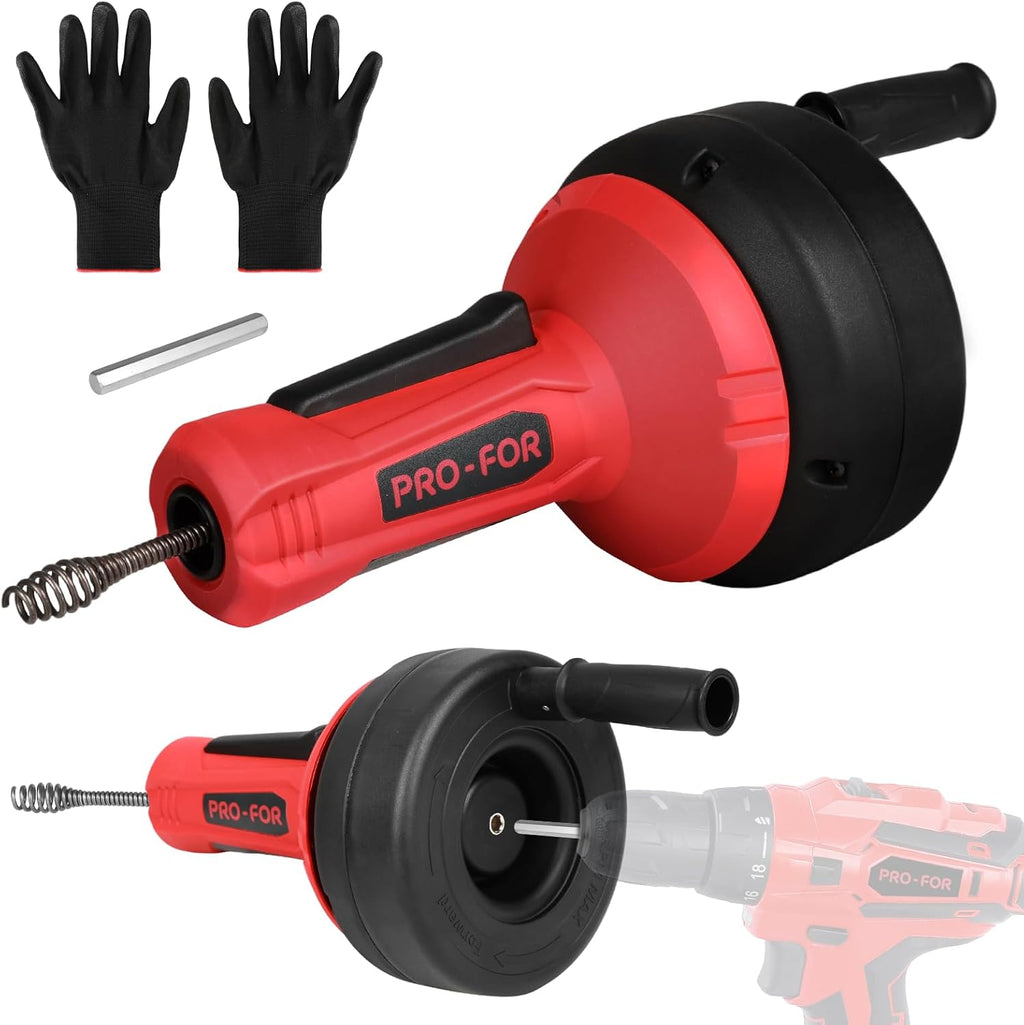Drain Auger, 16.4FT Plumbing Snake Drain Clog Remover, Manual & Drill Powered Drain Snake for 0.75–2 Inch Pipes