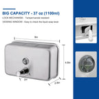 Commercial Soap Dispenser Wall Mount Stainless Steel, Horizontal