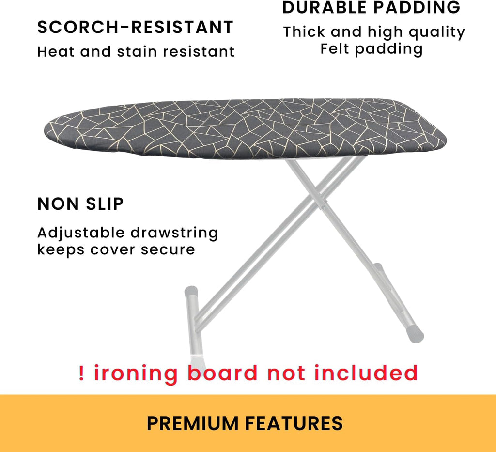 Ironing Board Cover and Pad Standard Size 15x54 inch Extra Heavy Duty Thick Padding, Heat Reflective, Non Stick
