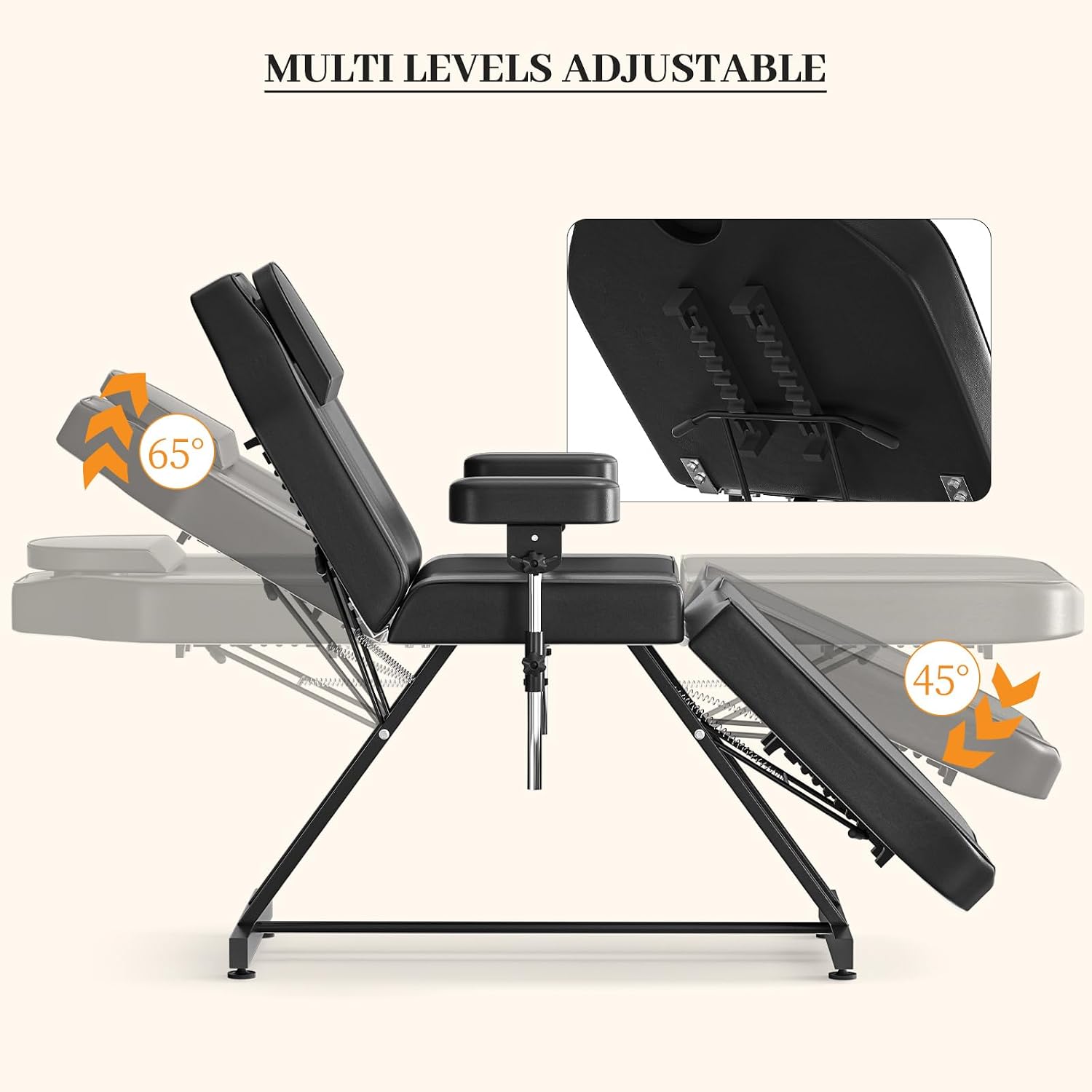 Tattoo Chair for Client, Adjustable Armrests Facial Lash Bed