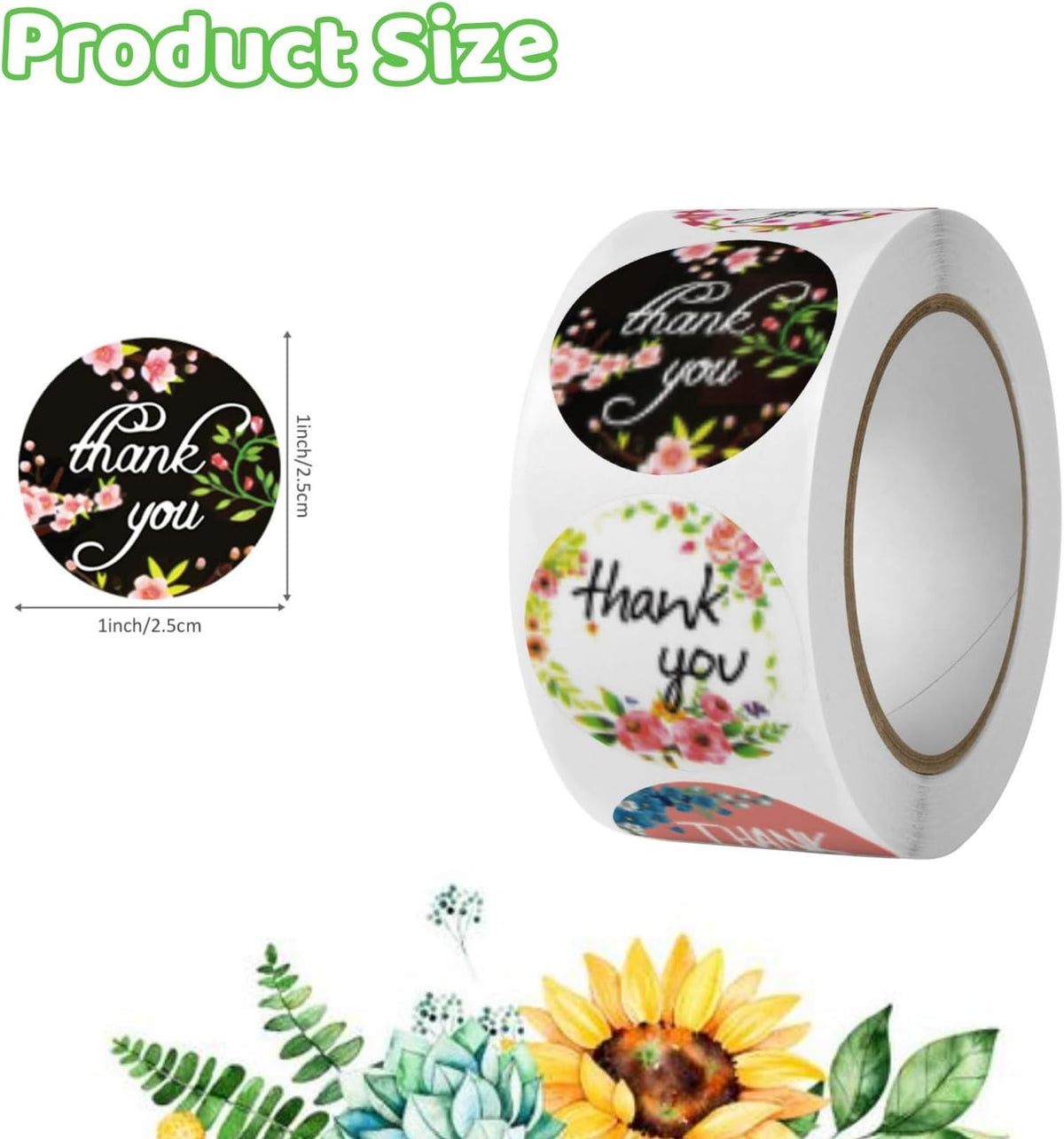 Thank You Stickers 1000 Pcs 1 Inch Thank You Stickers for Envelope Seals Small Business Labels Multicolor