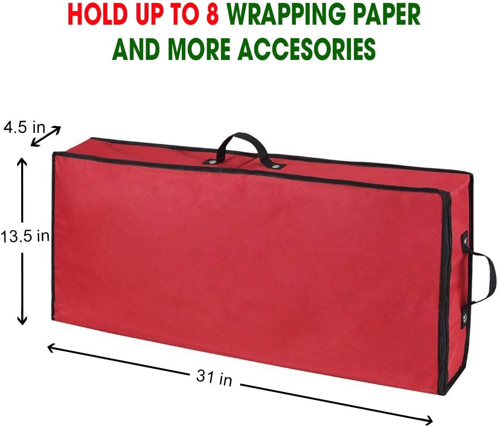 Wrapping Paper Storage Container | Under Bed Gift Wrap Organizer for 30 Inch Rolls | 31”x13.5”x4.5” | 600D Oxford