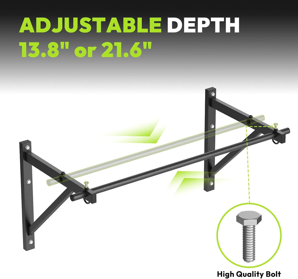 Wall Mounted Pull Up Bar for Doorway, 52''/36'' Chin Up Bar | 500 lb Capacity, Thickened Steel Construction, Joist