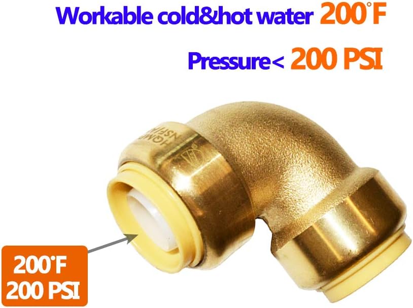 Pex Fitting 1/2" Pex Elbow PushFit Elbow 90 Degree Push-to-Connect Plumbing Fitting for Copper, CPVC (12Pcs 1/2")