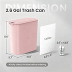 Automatic Small Bathroom Trash Can with Lid, 2.6 Gallon, Pink
