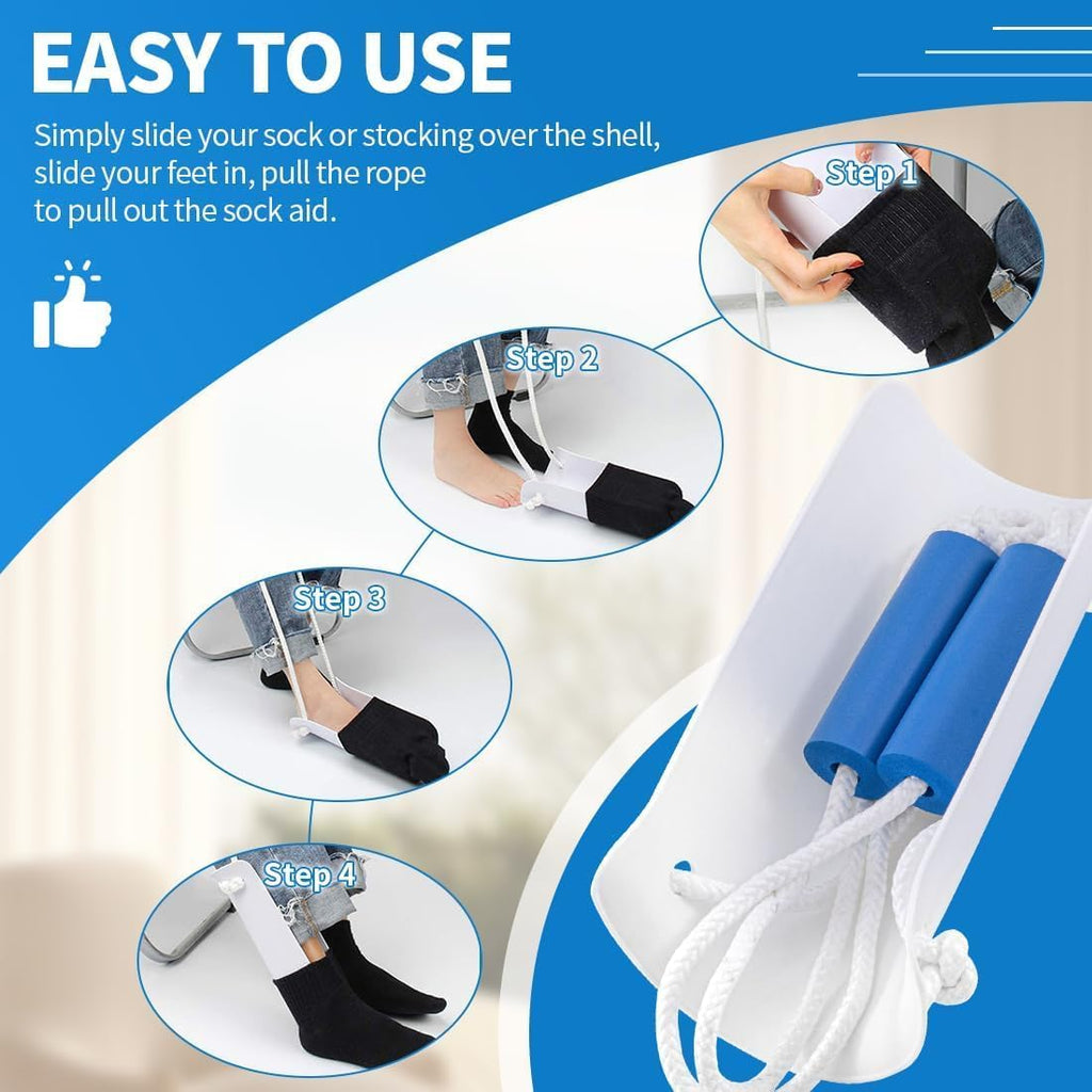 Sock Aid for Putting on Socks - Sock Aid Device for Seniors, Disabled, Pregnant - Sock Helper Easy On Easy Off - Sock