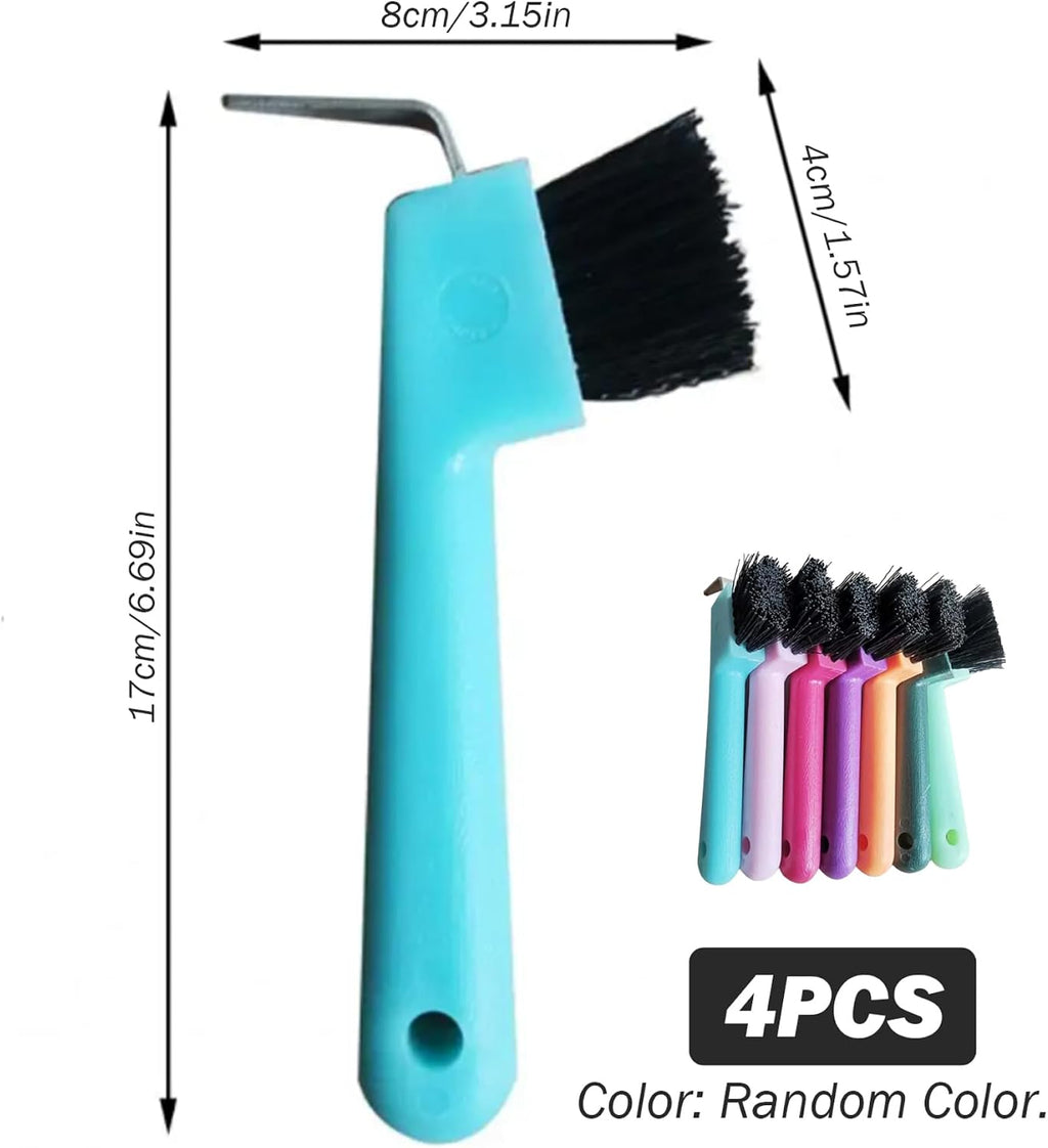 Horse Hoof Pick, Hoof Pick 4Pcs Handheld Replacement Portable Horse Brush with Hanging Hole Cleaning Supplies, Random
