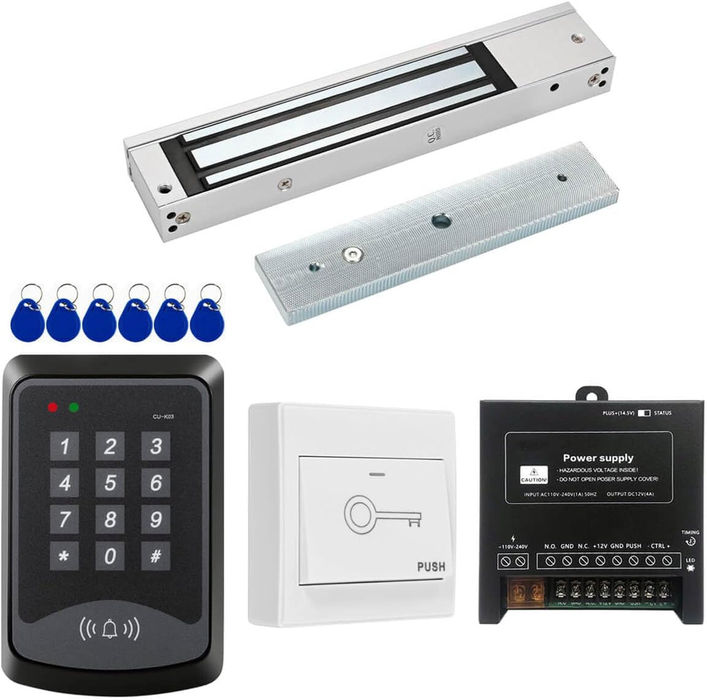 Door Access Control System RFID Keypad 600lb Electric Magnetic Door Lock Kit with Exit Button