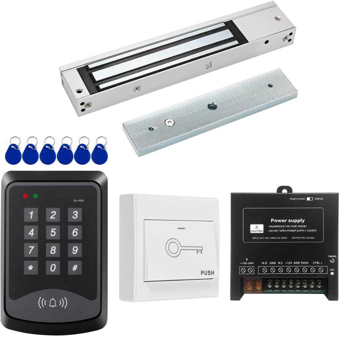 Door Access Control System RFID Keypad 600lb Electric Magnetic Door Lock Kit with Exit Button