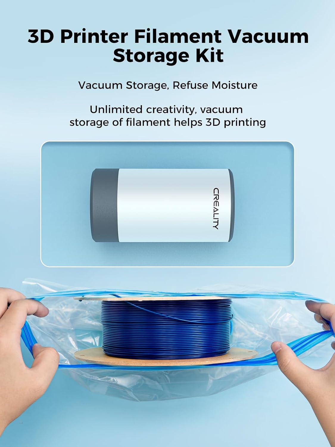 Filament Vacuum Storage Kit, Automatic Pump, Premium Cleaning Drying Sealed 8 Storage Bags with Desiccants, 3D