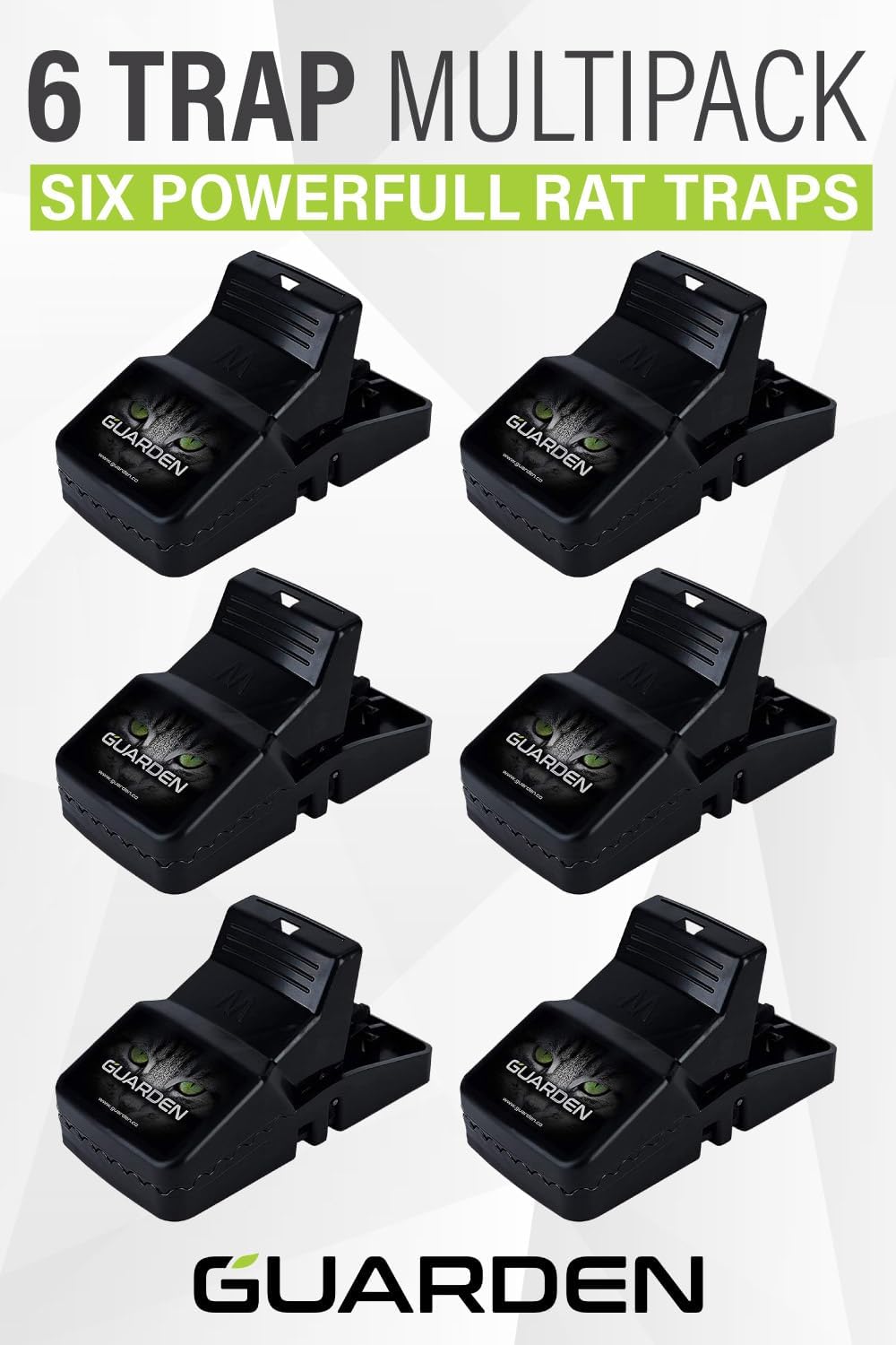 Rat Trap Six Pack - Powerful Reusable Traps for a Quick Kill Indoor or Out | Easy-Bait, Easy-Set Traps Catch Rats