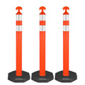 42" Traffic Delineator Posts,3 Pack Orange Safety Cones with Reflective Collars and Weighted Base for Road Safety