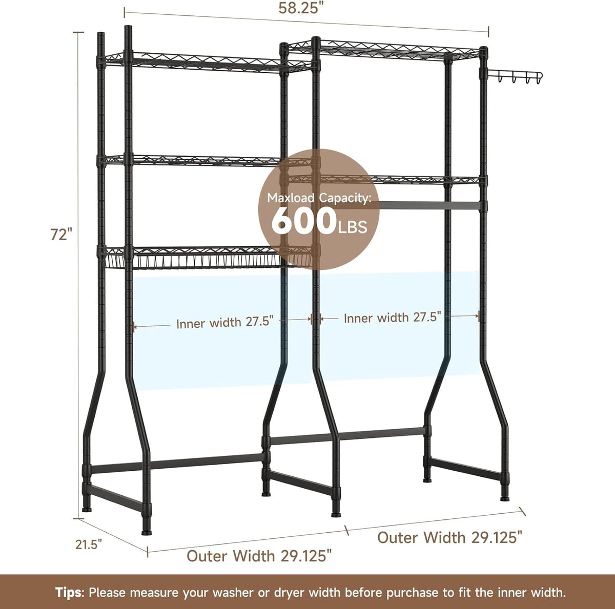 Laundry Organizer Shelves Over the Washer and Dryer Storage Shelf
