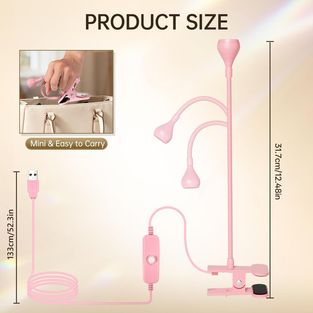 LED Nail Lamps Flexible Gooseneck Lamp Gel Polish Curing Light Pink | Quicky Dry Nail Manicure Dryer Plug Play