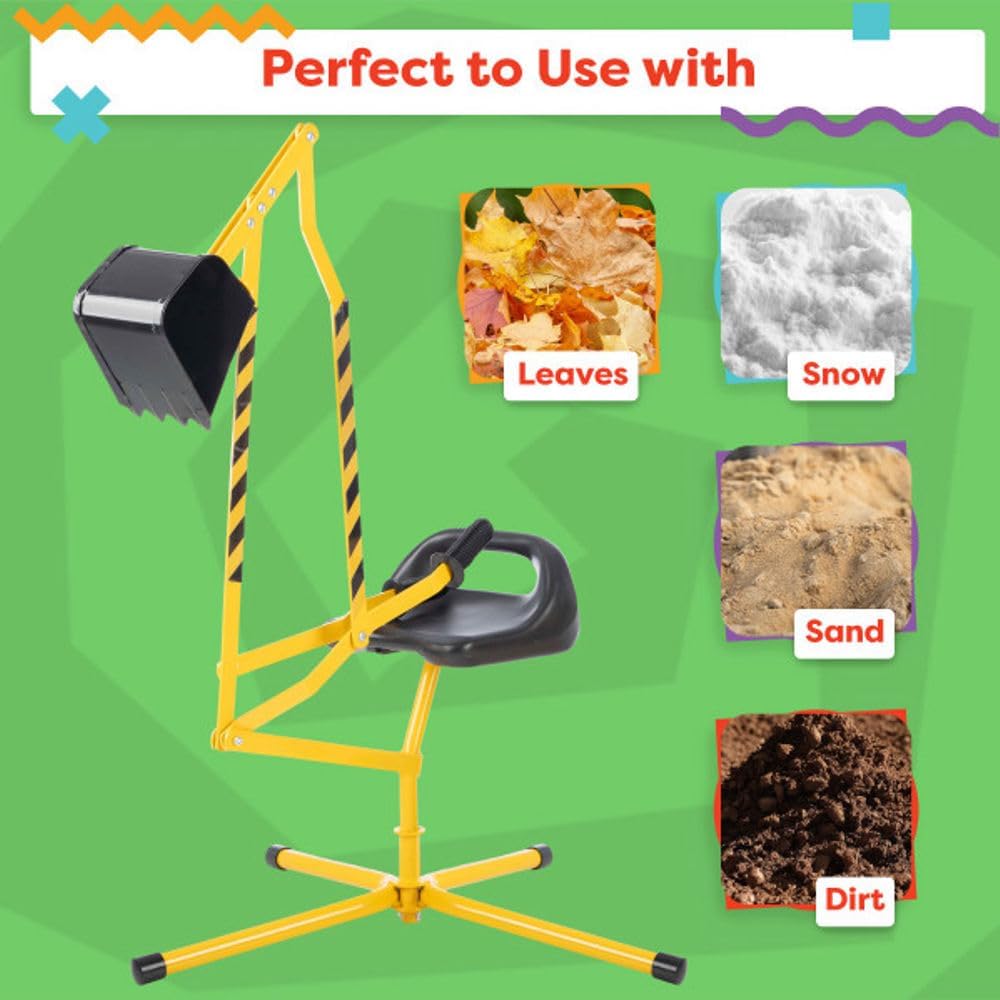 Ride on Excavator Toy for Sandbox or Beach - Heavy Duty Metal Sand Digger Excavator for Kids with 360 Degree Rotating