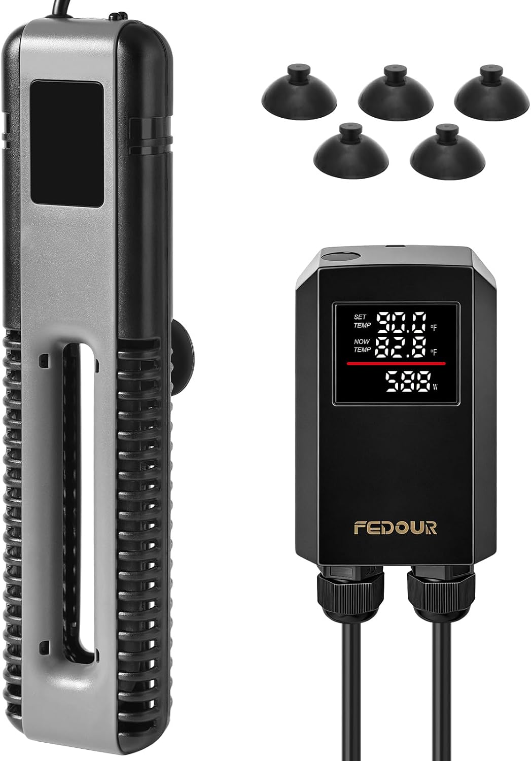 600W 800W Titanium Aquarium Heater with Digital Controller, Submersible Aquarium Heater with Overheating Protection