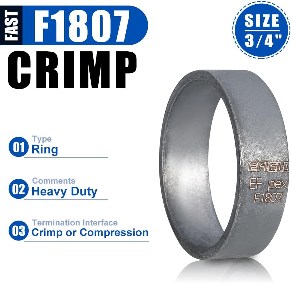 50Pcs EFIELD 3/4-inch Pex Copper Crimp Rings(CLAMP025-50)