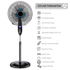 16" Dual Blade Pedestal Fan, Oscillating Stand Fan Height Adjustable with Remote Control, 3 Speed Settings, Timer