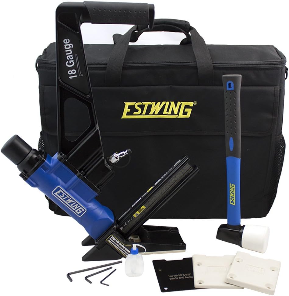 EF18GLCN Pneumatic 18-Gauge 1-3/4" L-Cleat Flooring Nailer Ergonomic and Lightweight Nail Gun with No-Mar Baseplates