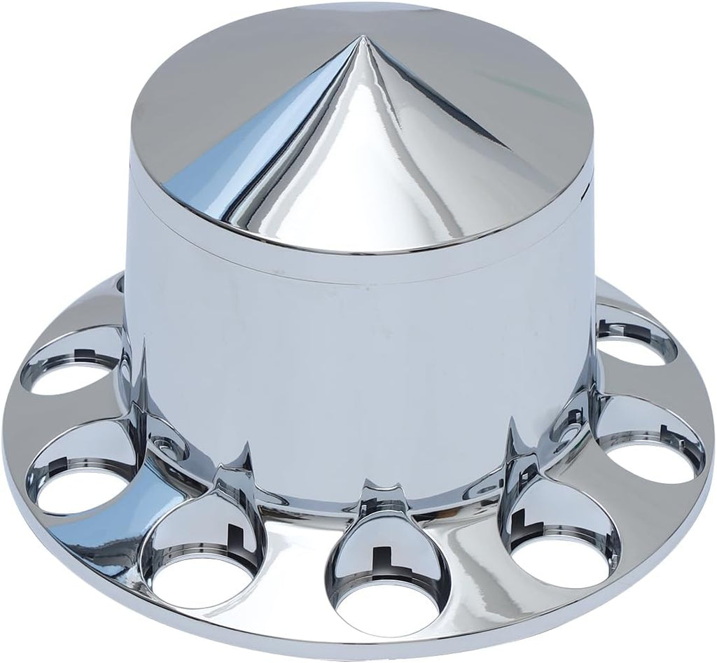 Chromed ABS Plastic Hubcaps Front and Rear Wheel Axle Cover Set with 33mm Thread-On Lug Nut Covers for Semi Trucks