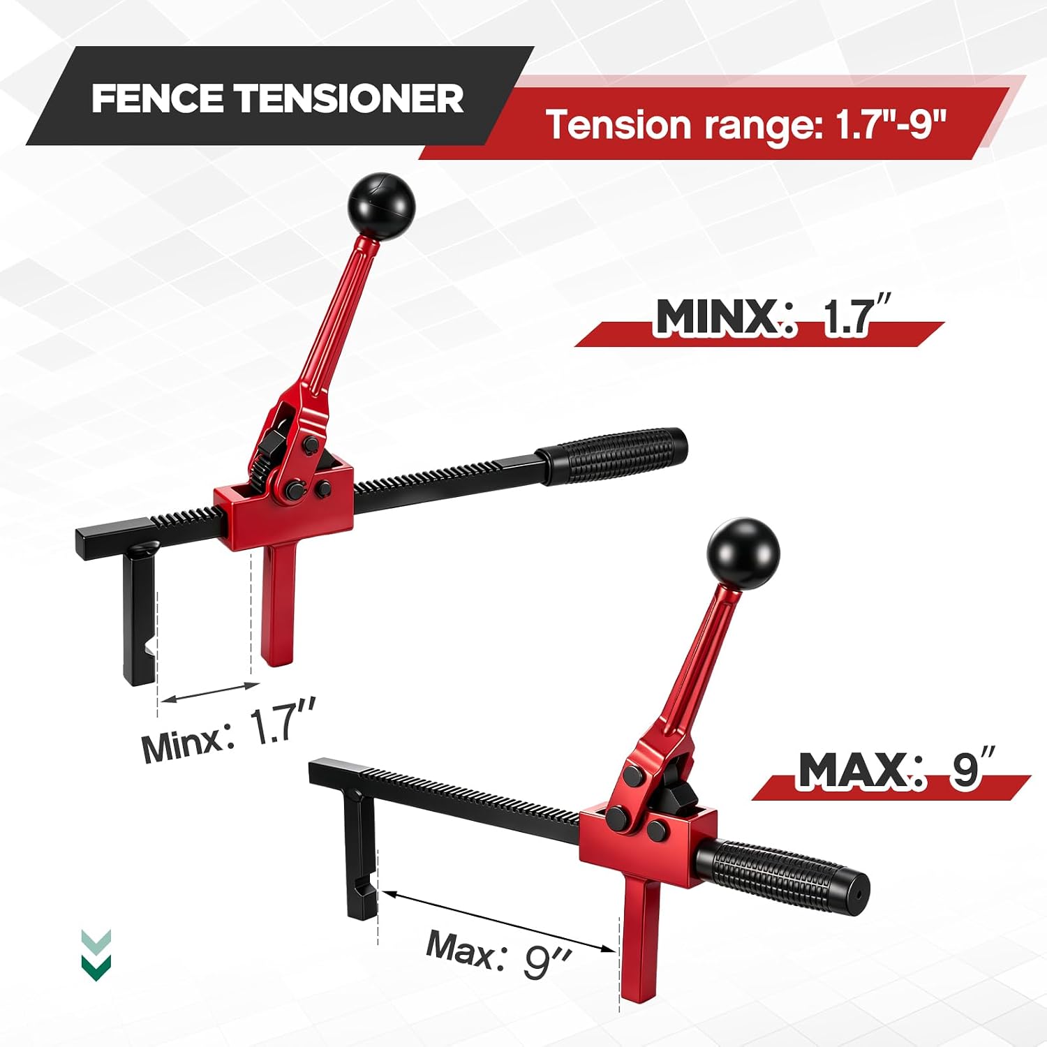 1 Pc Chain Link Fence Stretcher Tool, Ratcheting Wire Tightener Puller, 1.7''-9'' Tension Range, Tilted Base Hooked