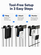 Pet Cage Camera Mount Compatible with Wyze Cam, Clip-On Crate Camera Holder