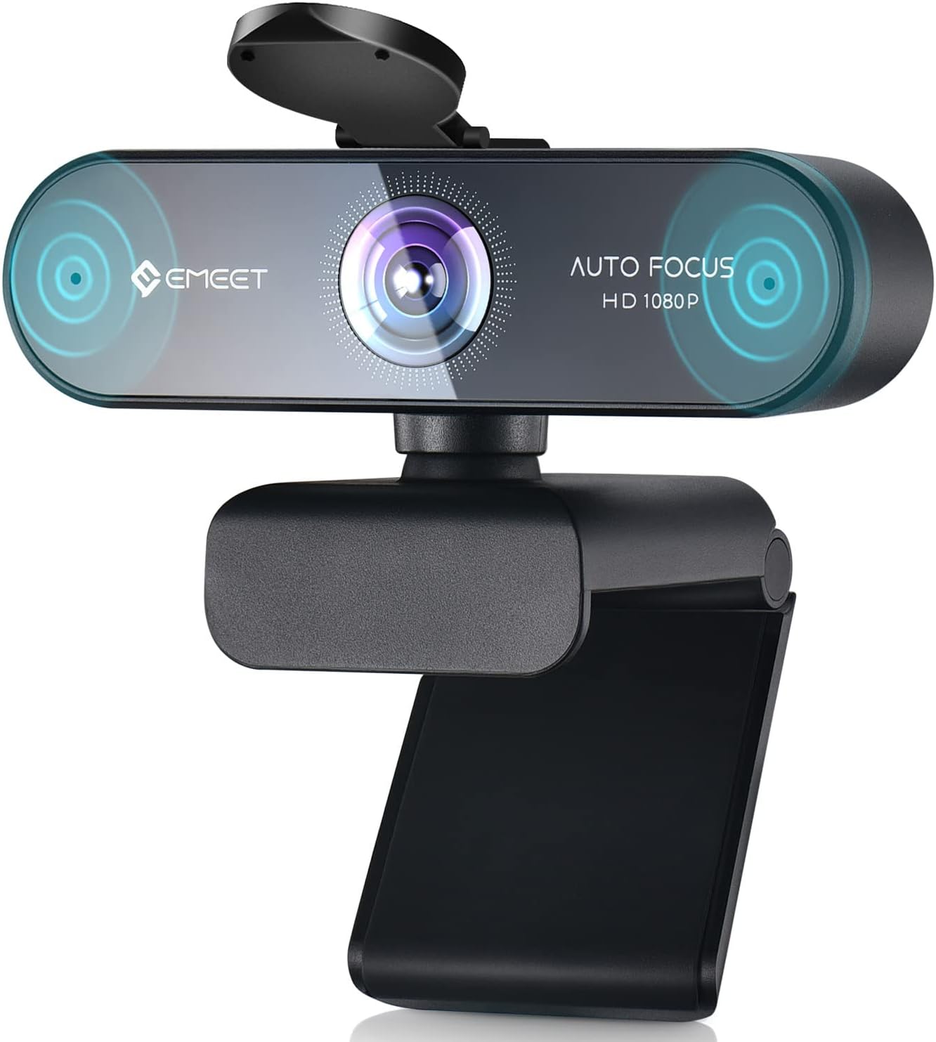 1080P Webcam with Microphone, eMeet Nova AutoFocus HD Webcam, 96°View Web Camera w/ 2 De-Noise Mics for