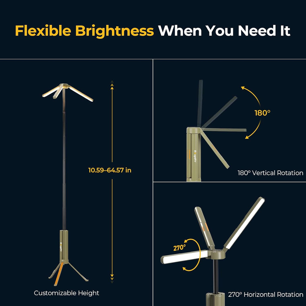 Telescopic Camping Light CL04, 15600mAh Camp Lantern Rechargeable | 5.4 ft Adjustable Height, Up to 60H Runtime