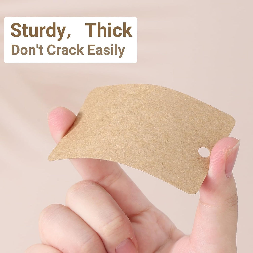 Gift Tags with String Attached, 100 Pcs 1.9"x3.1" Brown Sale Price Tag, Rectangular Blank Kraft Paper Bags Marking