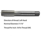 11/16"- 18 Left Hand Tap, UNS, Straight Flute, 4 Flute
