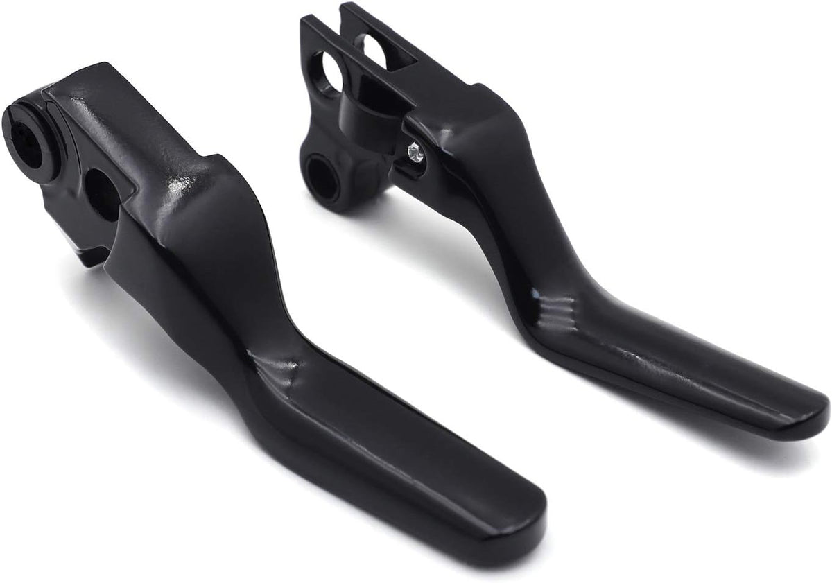 HTTMT- Black Smooth Shorty Wide Blade Brake Levers Compatible with 96-03 XL 96-Later Dyna 96-14 Softail 45075-07, 45459-07 [P/N: MT241-020ST-BK]