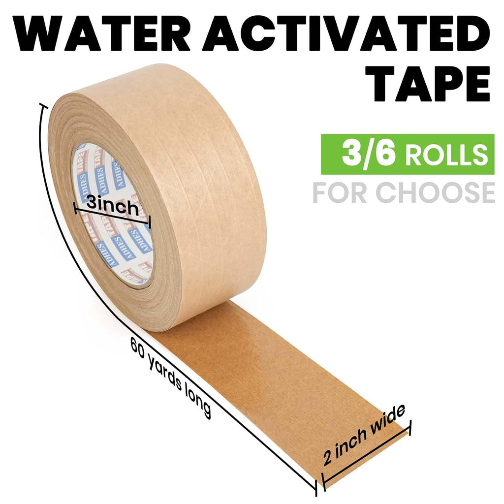 ADHES Water Activated Tape 2" x 55yds, 6 Rolls