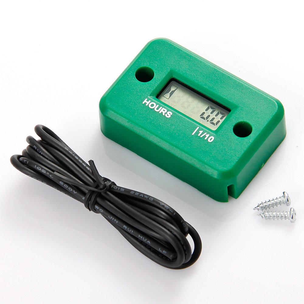 NInE-ROnG IP68 Inductive Hour Meter for Gas Engine Mower Generator, Green