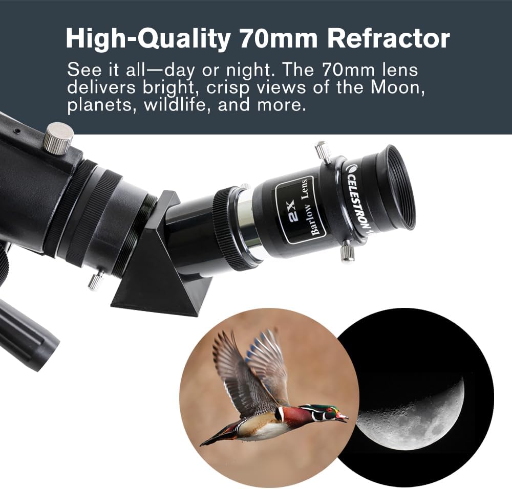 Travel Scope 70mm DX Refractor Telescope Kit with Backpack | Ideal Telescope Kit for Beginners & Travel, Day-to-Night