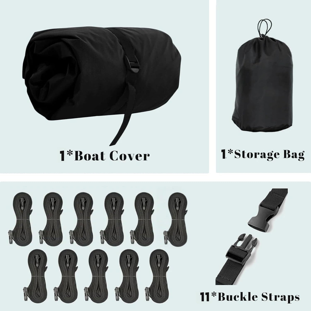 Boat Cover 800D 16-18.5 ft, Heavy Duty Waterproof Tarp Covers with Storage Bag, Fits V-Hull, Fish&Ski, Pro-Style