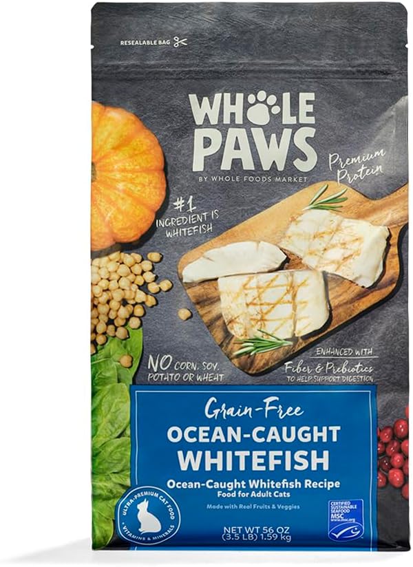Grain-Free Dry Adult Cat Food, Ocean-Caught Whitefish Recipe, Made with Real Fruits & Vegetables, 3.5 lb