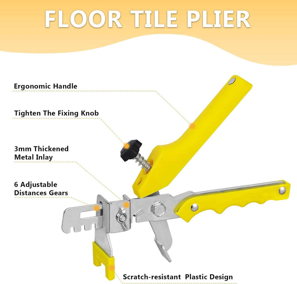 Tile Leveling Kit, Plier, 300 Clips & 100 Wedges, 1/8" Spacers | Reusable Tile Leveling Clips for Floor & Wall