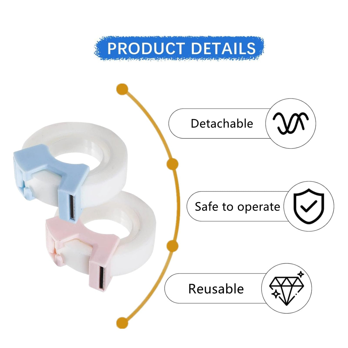 4Pcs 2Inch Tape Dispenser Set Invisible Tape Office Stationery