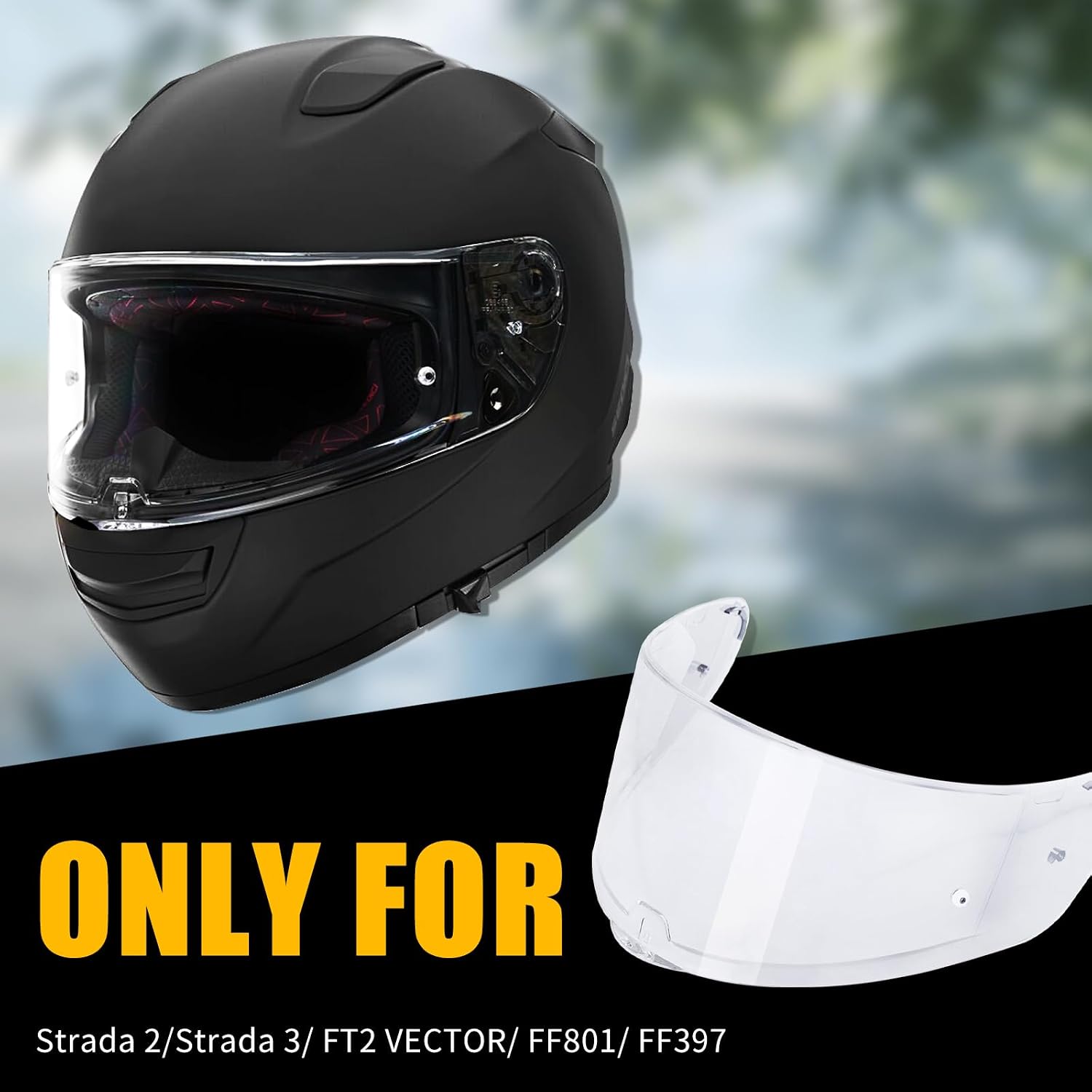 Helmet Visor Shield for SEDICI Strada II/Strada 3 /FF397/FF801 | UV Protection,Impact-Resistant,Helmet Visor Shield