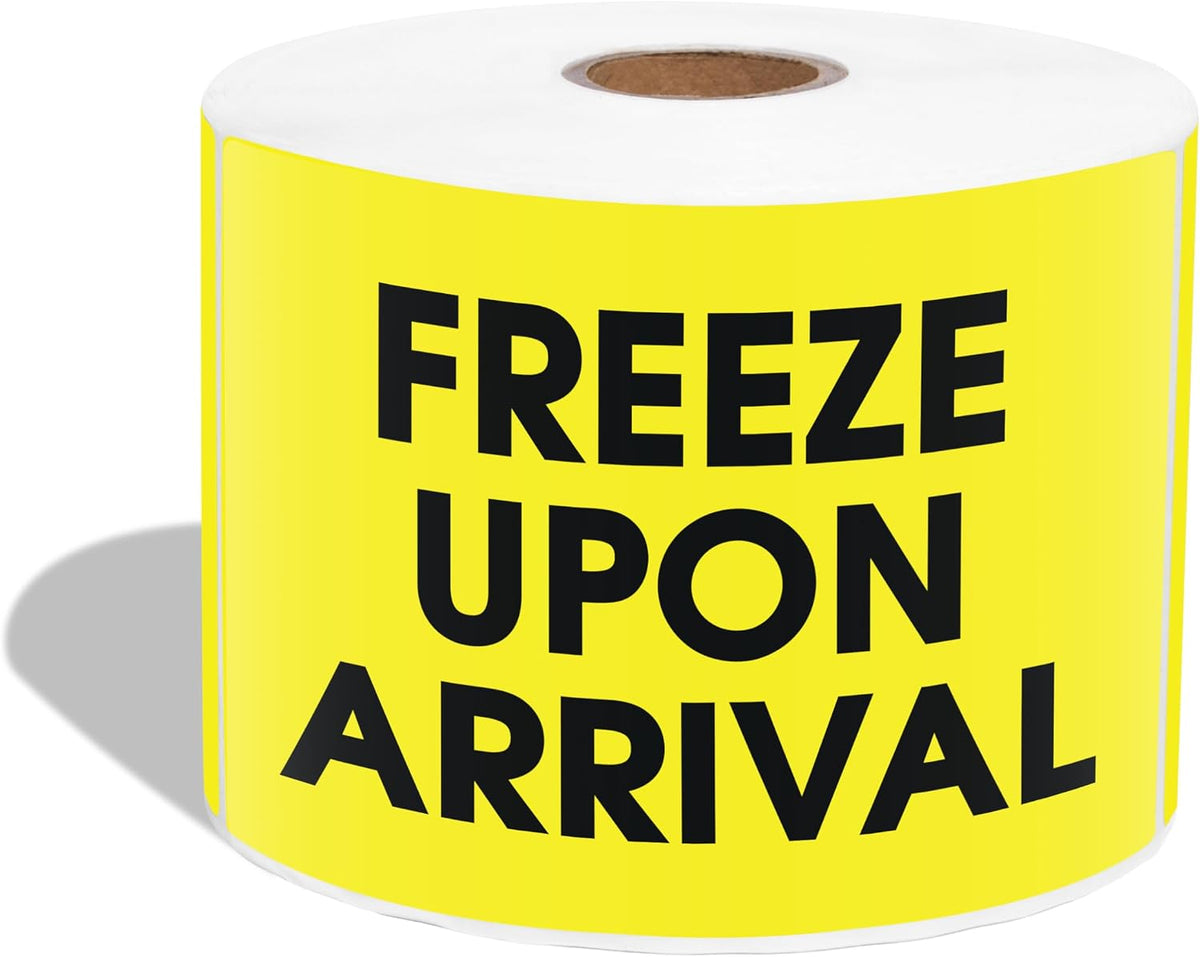 3" X 5" Freeze Upon Arrival Shipping Stickers (500 Labels, 1 Roll)