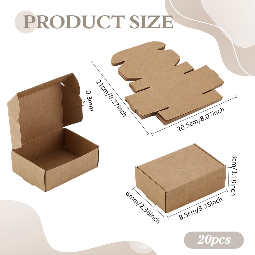 20pcs Brown Gift Box Small Cardboard Box Mini Paper Boxes Candy Box Sweet Boxes Rectangle Kraft Boxes Treat Box for