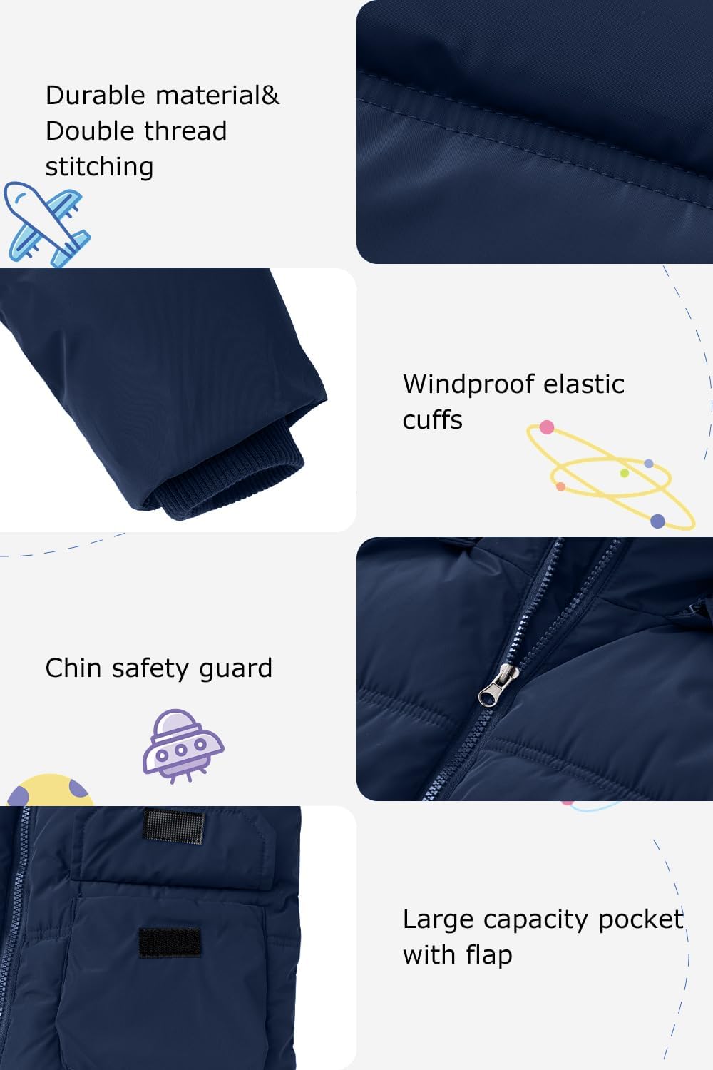 Boys Winter Coat Boys' Thick Puffer Jackets with Removable Hood Warm Quilted Coats Big Boys